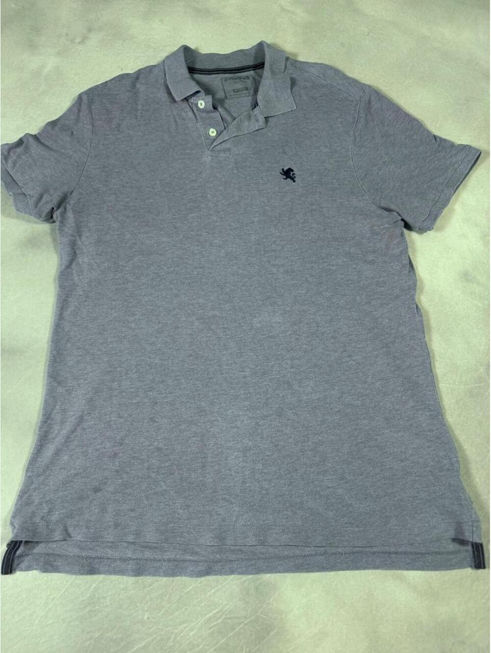 Vintage 2000s Express Men’s Medium Charcoal Polo Shirt Embroidered Lion Logo, M